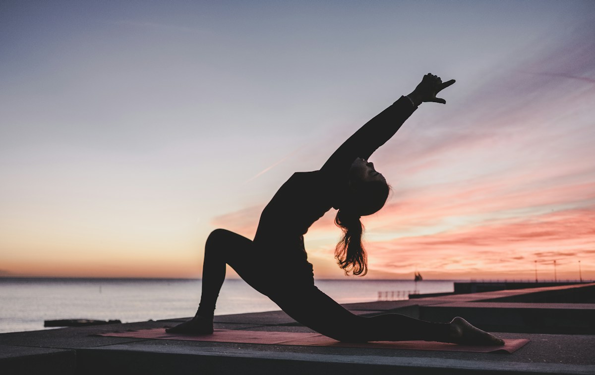 A moment of movement and stretching outdoors